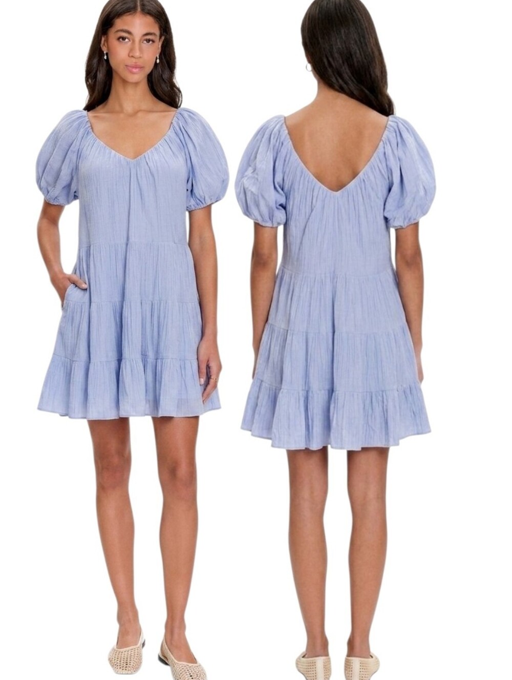 REBECCA TAYLOR Silk & Cotton Tiered Mini Dress - Size M